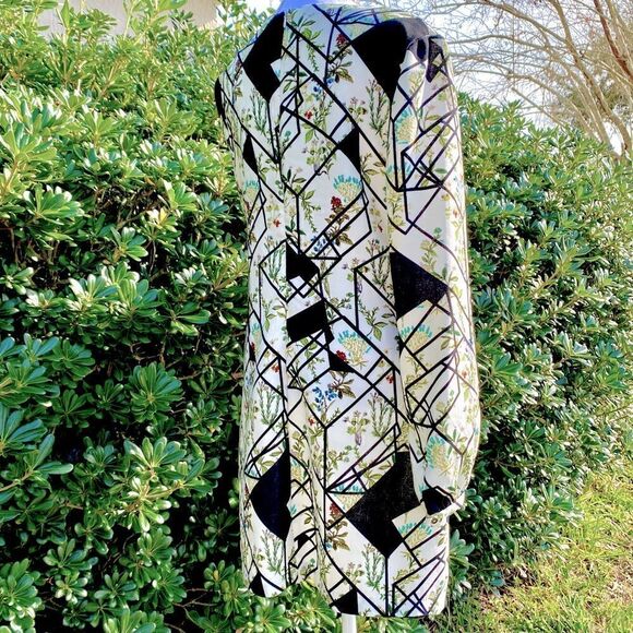 WAYF HENDRIX PRINT V-NECK ABSTRACT FLORAL LONG SLEEVE SHEATH DRESS M NWT - Picture 13 of 17